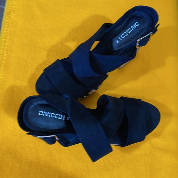 H&M Black Suede Cork Chunky Sandals NWOT - Picture 4 of 10